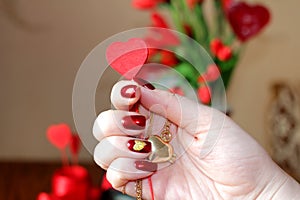 Hearts and Mani - song for Valentine`s day. Drawing the nail in