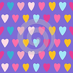 Hearts multicolor seamless pattern romantic trendy boundless print background repeating texture