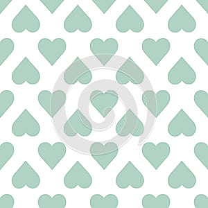 Hearts in pastel turquoise color on a white background. Vector hearts. Simple flat seamless pattern.