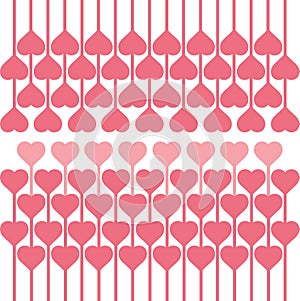 Hearts pattern, symbols background. Valentine`s day and Mother`s day card prink, pink, red colors. Love banner. Illustration