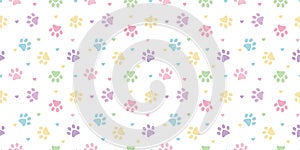 Hearts and paws seamless repeat pattern background, cute