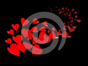 hearts red many comming for valentines day background isolated - 3d rendering