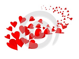 hearts red many comming for valentines day background isolated - 3d rendering