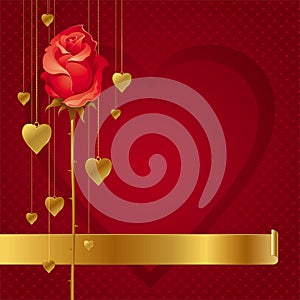 Hearts and rose background