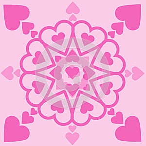 Hearts seamless pattern. Romantic doodle love vector texture.