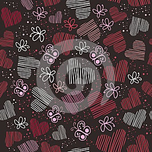 Hearts seamless pattern, romantic hearts seamless background