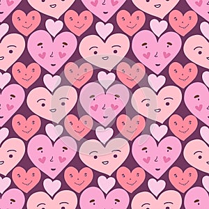 Hearts seamless pattern. Sweet doodle texture. Textile print or wrapping paper. Funny packaging design. Valentines day background.