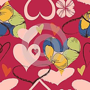 Hearts seamless pattern, Valentine`s Day