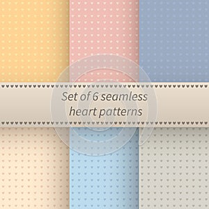 Hearts seamless pattern valentines backgrounds set