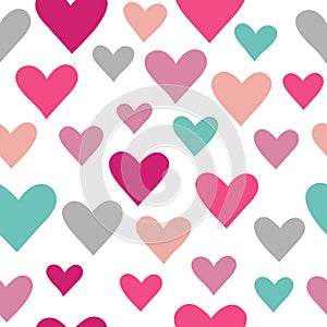 Hearts seamless pattern on white