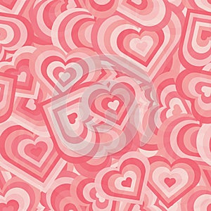 Hearts seamless vector background for Valentine\'s Day. Abstract romantic pattern in soft pink colors for covers