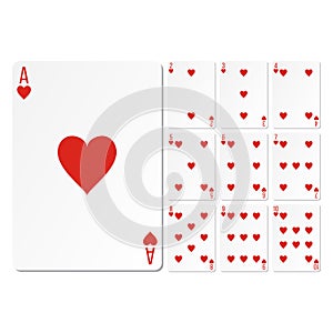 Hearts set playing cards