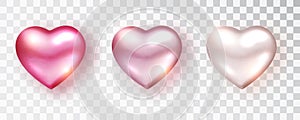 Hearts set shades of pink color for Valentine\'s day design isolated background a transparent background.