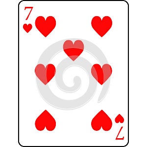 Hearts seven. A deck of poker cards.