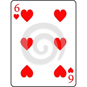 Hearts six. A deck of poker cards.