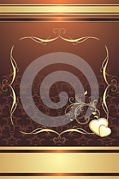 Hearts and sprig. Decorative frame for design