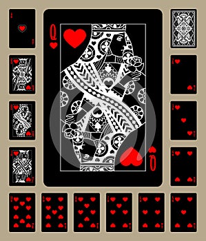 Hearts suit black playing cards