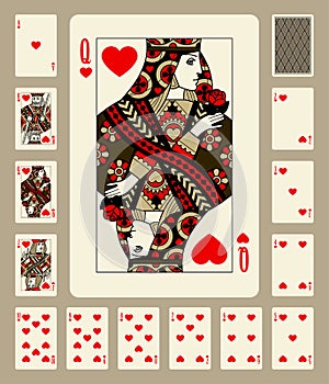 Hearts suit playing cards