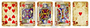 Hearts Suit Vintage Playing Cards isolated