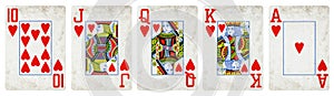 Hearts Suit Vintage Playing Cards - Isolated on White