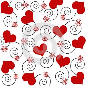 Hearts and swirls