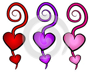 Hearts Swirls Clip Art Icons