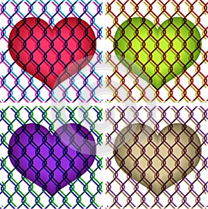 Hearts under chain link fence