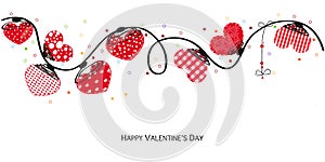 Hearts valentine day doodle hearts Border design vector background