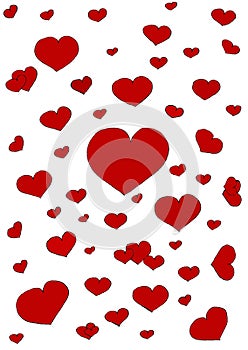 Hearts on white background
