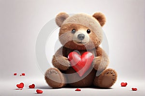 Heartwarming Bear on White Background: Perfect for Valentine\'s Day Love