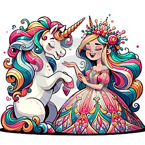 Heartwarming Bond: Princess and Her Unicorn
