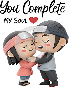 Heartwarming couple illustrations with romantic and meaningful quotes for various designs. photo