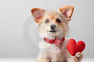 Heartwarming Dog on White Background: Perfect for Valentine\'s Day Love