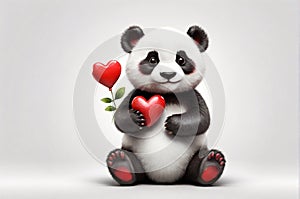 Heartwarming Panda on White Background: Perfect for Valentine\'s Day Love
