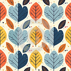 A heartwarming pattern featuring whimsical leaves in autumnal colors