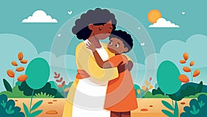 A heartwrenching scene featuring a mother and child reunited after being separated by slavery now able to start a new
