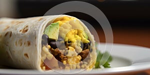 Hearty Breakfast Burrito with Scrambled Eggs, Veggies, and Beans