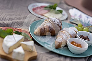 Hearty breakfast in the form of a picnic