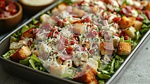 Hearty Caesar Salad with Croutons and Bacon
