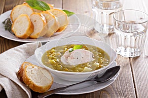 Hearty chicken split pea soup