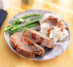 Hearty meatloaf dinner with sides