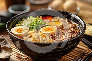 Hearty ramen bowl close-up