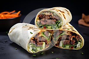 Hearty Shawarma beef wrap. Generate Ai