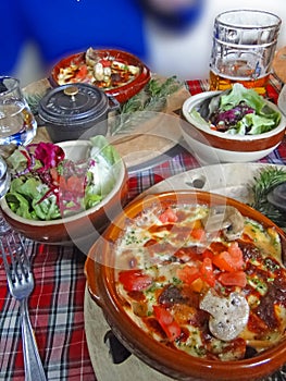 Hearty skiers Savoyard lunch