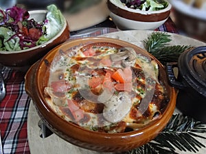 Hearty skiers Savoyard lunch