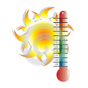 Heat alert illustration with sun