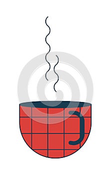 Heat coffee cup flat line color isolated vector object