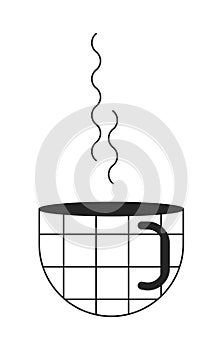 Heat coffee cup flat monochrome isolated vector object