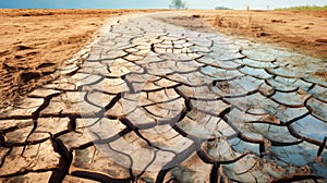 Heat-cracked land without rain or water.