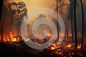 Heat danger forest fire nature red hot burn environment disaster emergency trees smoke